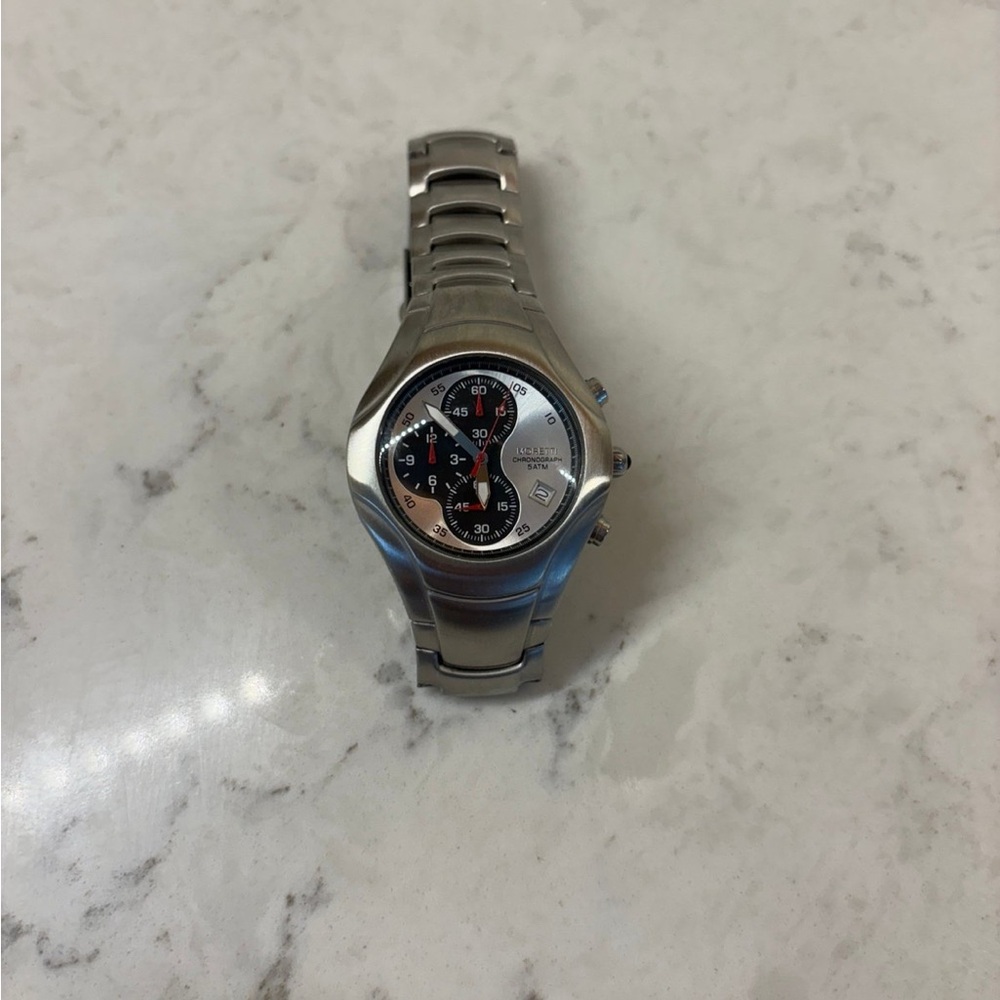 MORETTI MENS WATCH Chronograph Dual Time Steel Band Date Window